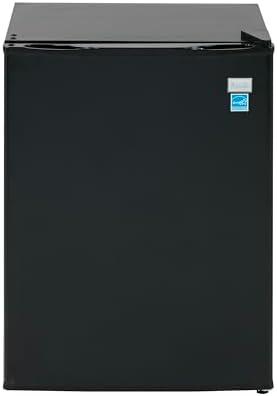 Avanti Mini Fridge Compact Refrigerator for Home Office or Dorm, Features Single Reversible Door Removable Shelves Automatic Defrost and Adjustable Temperature Control, 2.4-Cu.Ft, Black