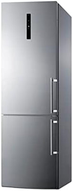 Summit 24" Refrigerator, 10.6 cu.ft Capacity Refrigerator - Freezer, Bottom Freezer, Ice Maker, Stainless Steel- FFBF249SS2IMLHD (Left Handed Door Swing)