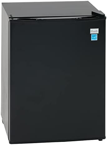 Avanti Mini Fridge Compact Refrigerator for Home Office or Dorm, Features Single Reversible Door Removable Shelves Automatic Defrost and Adjustable Temperature Control, 2.4-Cu.Ft, Black