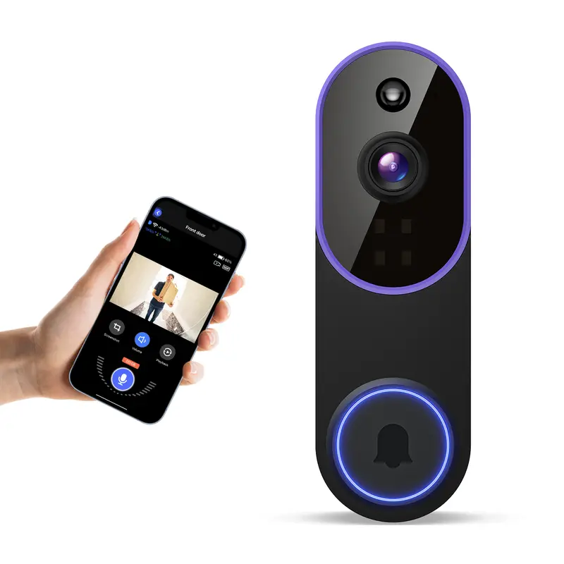 Wireless Video Doorbell Camera, Smart Security Doorbell Camera, 1080P, AI Human Detection , Night Vision, Instant Alert, Two Way Audio, 2.4G WiFi Only, Simple Installation and Rechargeable Battery, Cloud Storage, WiFi Camera