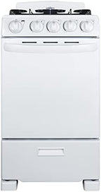 Summit 20” Gas Range, 4 Burners, White - RG200WS | 4 Sealed Burners, 2.3 cu.ft. Oven, ADA Compliant, Electronic Ignition