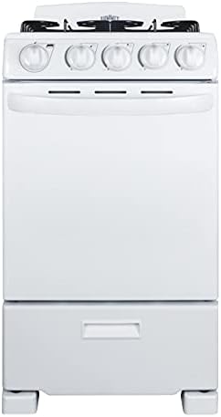 Summit 20” Gas Range, 4 Burners, White - RG200WS | 4 Sealed Burners, 2.3 cu.ft. Oven, ADA Compliant, Electronic Ignition