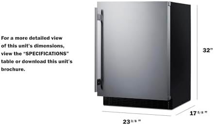 Summit 24" Undercounter Refridgerator, Stainless Steel - ASDS2413 | 3.1 cu.ft. Capacity, ADA COmpliant Design, Built-in or Freestanding Capable