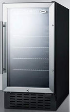 Summit 18” Beverage Center, Stainless Steel - SCR1841BADA | 2.7 cu.ft. Capacity, ADA Compliant, Built-in Capable Glass Door