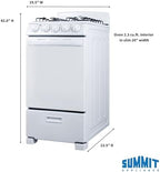 Summit 20” Gas Range, 4 Burners, White - RG200WS | 4 Sealed Burners, 2.3 cu.ft. Oven, ADA Compliant, Electronic Ignition
