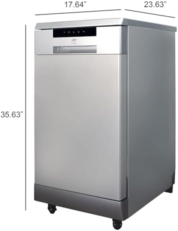 SPT SD-9263SSB 18″ Wide Portable Stainless Steel Dishwasher with ENERGY STAR, 6 Wash Programs, 8 Place Settings and Stainless Steel Tub