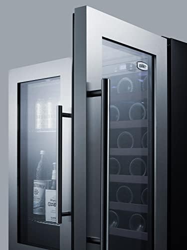Summit 30” Wine Cellar/Beverage Center Combo, Stainless - SWBV3067B | 33 Bottle Capacity, 5.8 cu.ft. Capacity, Built-In Commercial Beverage Center, French Doors