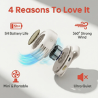 Mini Bladeless Fan. Portable, rechargeable, and silent. Features 3 adjustable speeds, a rotating body, and versatile use as a handheld, waist-mounted, or phone cooling fan. Ideal for outdoor travel,Perfect Gift