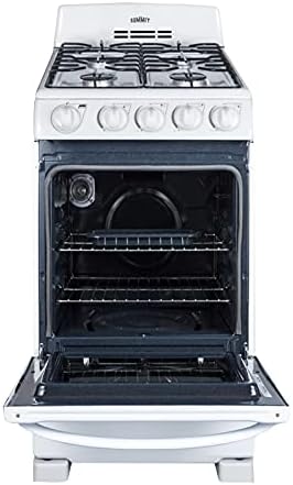 Summit 20” Gas Range, 4 Burners, White - RG200WS | 4 Sealed Burners, 2.3 cu.ft. Oven, ADA Compliant, Electronic Ignition