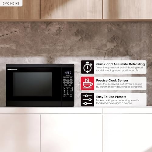 Sharp SMC1461KB 1.4 cu. ft. 1100W Black Countertop Microwave Oven