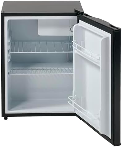 Avanti Mini Fridge Compact Refrigerator for Home Office or Dorm, Features Single Reversible Door Removable Shelves Automatic Defrost and Adjustable Temperature Control, 2.4-Cu.Ft, Black