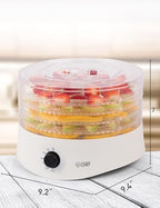 Commercial Chef Food Dehydrator, Five 9.25” BPA-Free Trays, CCD100W6, White | Dehydrates and Dries Meat, Fruit, Veggies and Jerky, 280W Dehydration Machine, Adjustable Thermostat