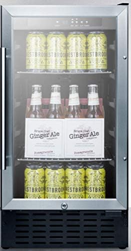 Summit 18” Beverage Center, Stainless Steel - SCR1841BADA | 2.7 cu.ft. Capacity, ADA Compliant, Built-in Capable Glass Door