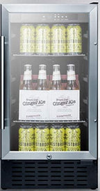 Summit 18” Beverage Center, Stainless Steel - SCR1841BADA | 2.7 cu.ft. Capacity, ADA Compliant, Built-in Capable Glass Door