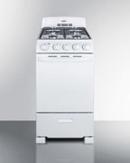 Summit 20” Gas Range, 4 Burners, White - RG200WS | 4 Sealed Burners, 2.3 cu.ft. Oven, ADA Compliant, Electronic Ignition