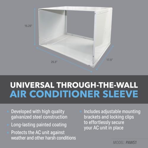 Perfect Aire PAWS1 Thru-The-Wall Air Conditioner Sleeve, Fits Standard 24-Inch TTW A/C Units | Fits select 24 in AC units; galvanized steel; front and rear covers included; corrosion-resistant white finish