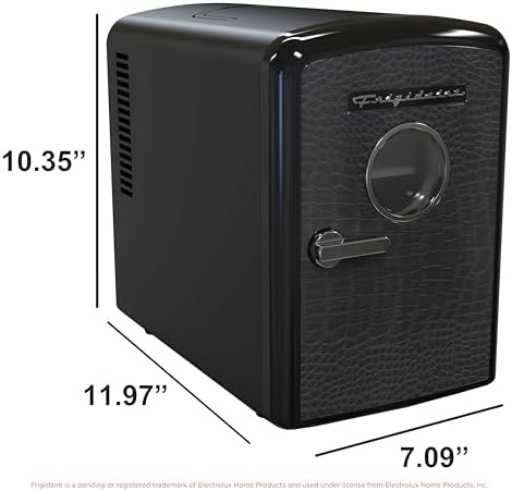 Frigidaire 9 can/6l mini personal fridge cooler Crocodile Finish door-W: 7.08" x L: 11.81" X H: 10.04 (Black)