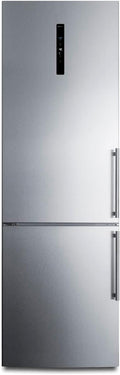 Summit 24" Refrigerator, 10.6 cu.ft Capacity Refrigerator - Freezer, Bottom Freezer, Ice Maker, Stainless Steel- FFBF249SS2IMLHD (Left Handed Door Swing)