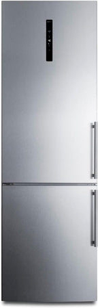 Summit 24" Refrigerator, 10.6 cu.ft Capacity Refrigerator - Freezer, Bottom Freezer, Ice Maker, Stainless Steel- FFBF249SS2IMLHD (Left Handed Door Swing)