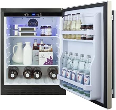 Summit 24" Undercounter Refrigerator, Stainless Steel - AL55 | 4.8 cu.ft. Capacity , ADA Compliant, Stainless Steel Door, Black Cabinet, Built-in or Freestanding