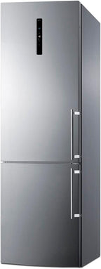 Summit 24" Refrigerator, 10.6 cu.ft Capacity Refrigerator - Freezer, Bottom Freezer, Ice Maker, Stainless Steel- FFBF249SS2IMLHD (Left Handed Door Swing)