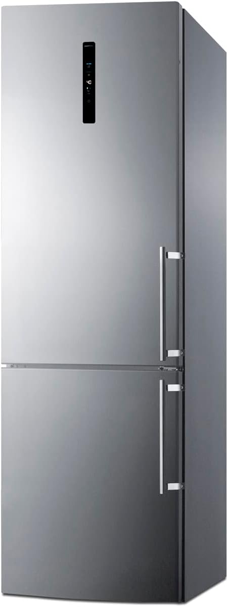 Summit 24" Refrigerator, 10.6 cu.ft Capacity Refrigerator - Freezer, Bottom Freezer, Ice Maker, Stainless Steel- FFBF249SS2IMLHD (Left Handed Door Swing)