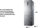 Summit 24" Refrigerator, 10.6 cu.ft Capacity Refrigerator - Freezer, Bottom Freezer, Ice Maker, Stainless Steel- FFBF249SS2IMLHD (Left Handed Door Swing)