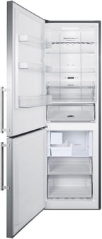 Summit 24" Refrigerator, 10.6 cu.ft Capacity Refrigerator - Freezer, Bottom Freezer, Ice Maker, Stainless Steel- FFBF249SS2IMLHD (Left Handed Door Swing)