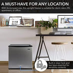 Whynter Upright Freezer 1.1 Cu Ft Lock, Mini Freezer, Stainless CUF-112SS | Adjustable Thermostat and Security Lock, Energy Star Rated, Reversible Door, Adds Compact Frozen Storage at Home