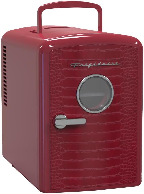 Frigidaire 9 can/6l mini personal fridge cooler Crocodile Finish door-W: 7.08" x L: 11.81" X H: 10.04 (Black)