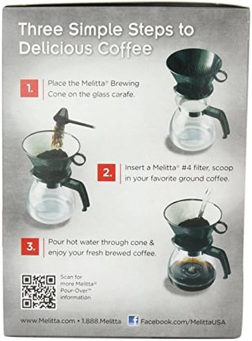 Melitta Pour-Over Coffee Brewer W/ Glass Carafe, Holds 6 - 6 Oz Cups, Black