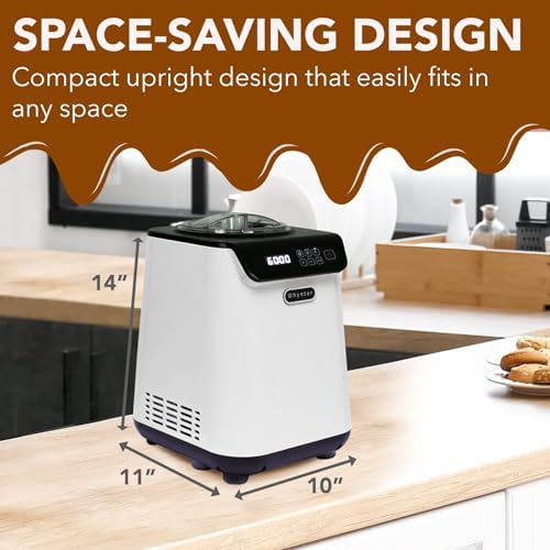Whynter Ice Cream Maker with Compressor & Timer, 1.28 Qt, White, ICM-128WS | Built In Compressor, No Pre Freezing Needed, LCD Display and Timer, Fresh Homemade Frozen Treats, Trusted Whynter Quality