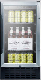 Summit 18” Beverage Center, Stainless Steel - SCR1841BADA | 2.7 cu.ft. Capacity, ADA Compliant, Built-in Capable Glass Door