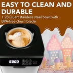 Whynter Ice Cream Maker with Compressor & Timer, 1.28 Qt, White, ICM-128WS | Built In Compressor, No Pre Freezing Needed, LCD Display and Timer, Fresh Homemade Frozen Treats, Trusted Whynter Quality