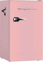Frigidaire Retro Compact Fridge with Chiller, 3.2 cu ft Countertop Fridge with Built-In Bottle Opener, Compact Refrigerator for Office, Bedroom, Dorm Room or Cabin - 16.5" D x 19" W x 31" H (Coral)