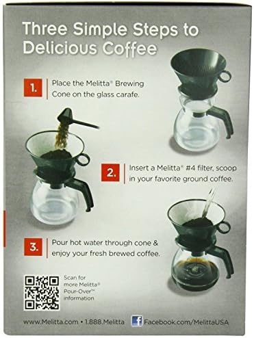 Melitta Pour-Over Coffee Brewer W/ Glass Carafe, Holds 6 - 6 Oz Cups, Black