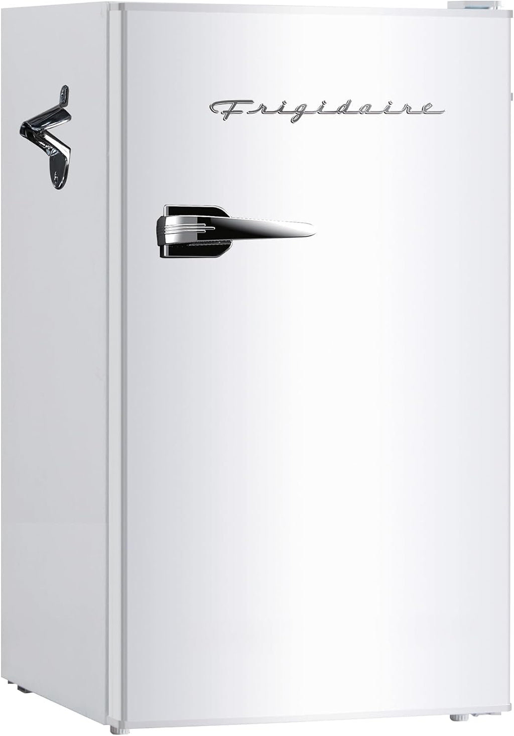 Frigidaire Retro Compact Fridge with Chiller, 3.2 cu ft Countertop Fridge with Built-In Bottle Opener, Compact Refrigerator for Office, Bedroom, Dorm Room or Cabin - 16.5" D x 19" W x 31" H (Coral)