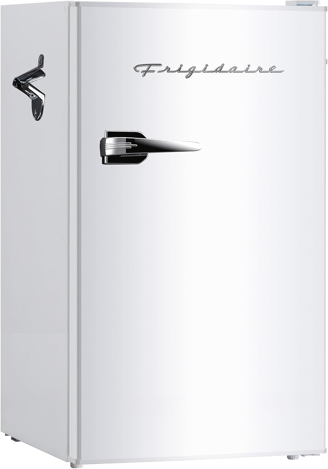 Frigidaire Retro Compact Fridge with Chiller, 3.2 cu ft Countertop Fridge with Built-In Bottle Opener, Compact Refrigerator for Office, Bedroom, Dorm Room or Cabin - 16.5" D x 19" W x 31" H (Coral)