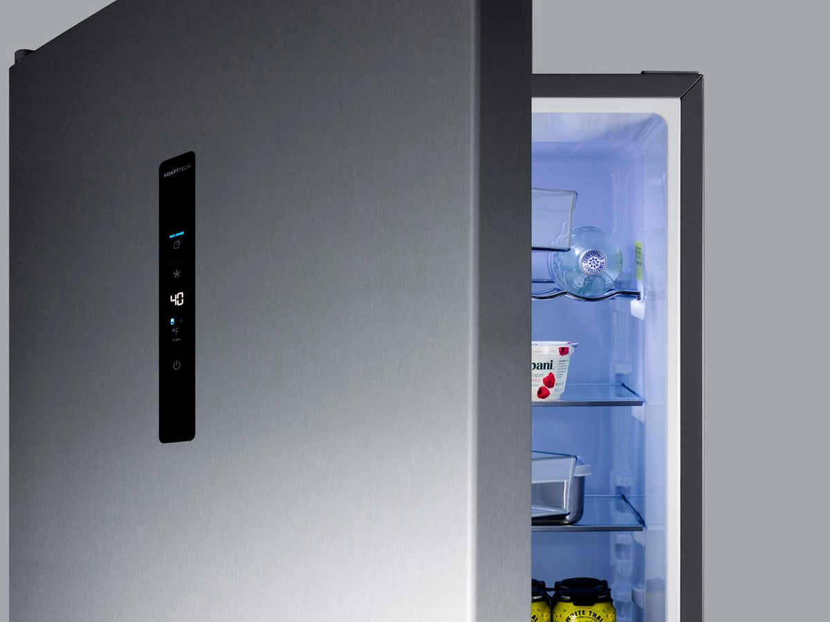 Summit 24" Refrigerator, 10.6 cu.ft Capacity Refrigerator - Freezer, Bottom Freezer, Ice Maker, Stainless Steel- FFBF249SS2IMLHD (Left Handed Door Swing)