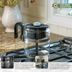 Café Brew Glass Coffee Percolator, Stovetop, 8 Cup, BPA-Free | 40 oz (8 cup) German borosilicate glass. Gas & electric stovetop safe. BPA-free. Includes heat diffuser.
