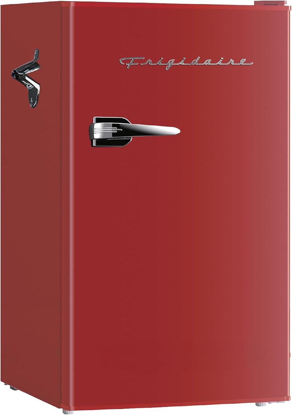 Frigidaire Retro Compact Fridge with Chiller, 3.2 cu ft Countertop Fridge with Built-In Bottle Opener, Compact Refrigerator for Office, Bedroom, Dorm Room or Cabin - 16.5" D x 19" W x 31" H (Coral)