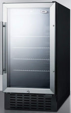 Summit 18” Beverage Center, Stainless Steel - SCR1841BADA | 2.7 cu.ft. Capacity, ADA Compliant, Built-in Capable Glass Door