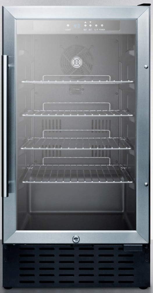 Summit 18” Beverage Center, Stainless Steel - SCR1841BADA | 2.7 cu.ft. Capacity, ADA Compliant, Built-in Capable Glass Door