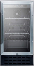 Summit 18” Beverage Center, Stainless Steel - SCR1841BADA | 2.7 cu.ft. Capacity, ADA Compliant, Built-in Capable Glass Door