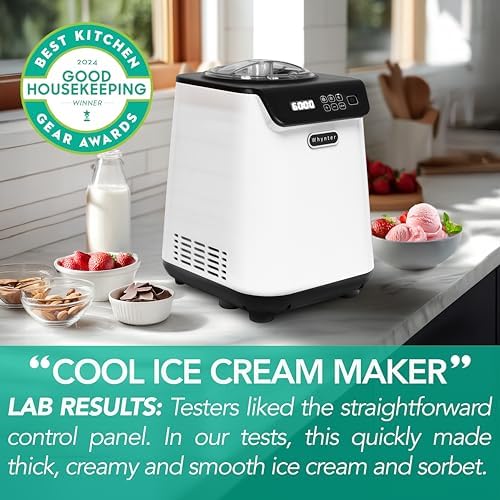 Whynter Ice Cream Maker with Compressor & Timer, 1.28 Qt, White, ICM-128WS | Built In Compressor, No Pre Freezing Needed, LCD Display and Timer, Fresh Homemade Frozen Treats, Trusted Whynter Quality