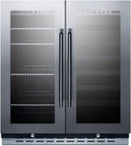Summit 30” Wine Cellar/Beverage Center Combo, Stainless - SWBV3067B | 33 Bottle Capacity, 5.8 cu.ft. Capacity, Built-In Commercial Beverage Center, French Doors