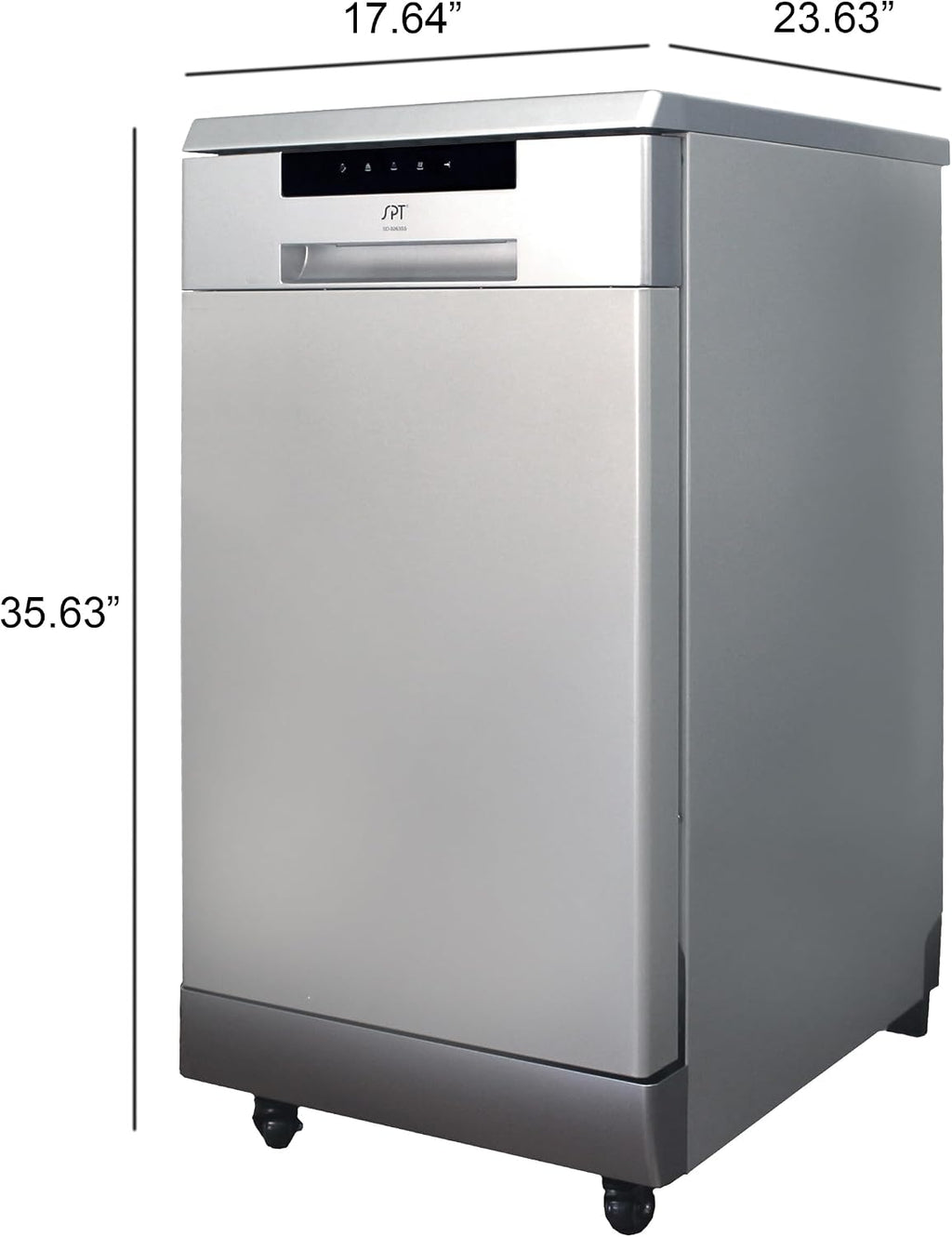 SPT SD-9263SSB 18″ Wide Portable Stainless Steel Dishwasher with ENERGY STAR, 6 Wash Programs, 8 Place Settings and Stainless Steel Tub