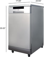 SPT SD-9263SSB 18″ Wide Portable Stainless Steel Dishwasher with ENERGY STAR, 6 Wash Programs, 8 Place Settings and Stainless Steel Tub