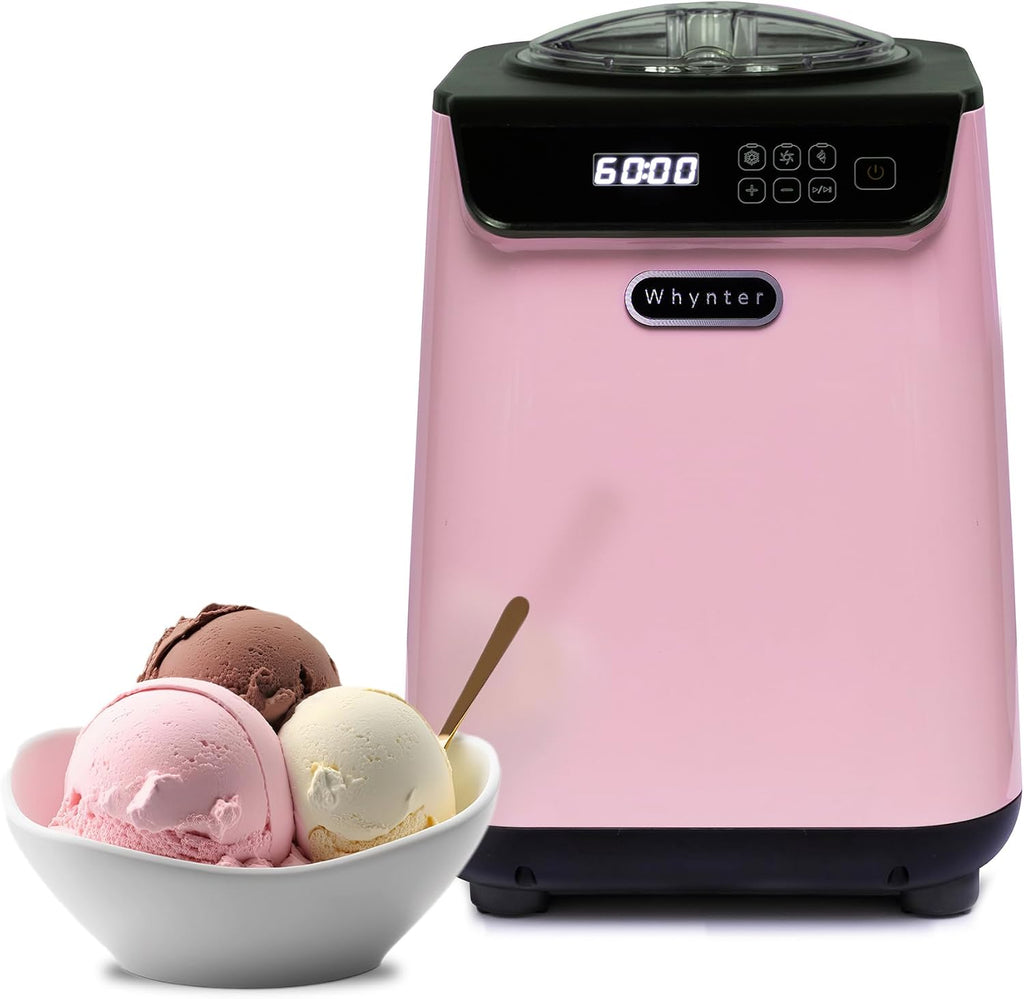 Whynter Ice Cream Maker with Compressor & Timer, 1.28 Qt, White, ICM-128WS | Built In Compressor, No Pre Freezing Needed, LCD Display and Timer, Fresh Homemade Frozen Treats, Trusted Whynter Quality