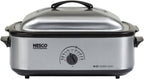 NESCO 4816‑14 Electric Roaster Oven for Everyday Home Cooking, White 6‑Quart Countertop Roaster with Porcelain Coated Steel Cookwell
